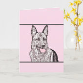 モザイクピンク/グレーのドイツの羊飼いグリーティングカード カード (黄色い花)