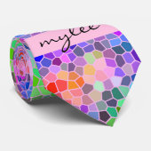 モザイクファンキーなカラフルな虹ピンクの青の抽象芸術 ネクタイ (ロール)