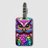 モザイクフクロウ ラゲッジタグ (正面縦)