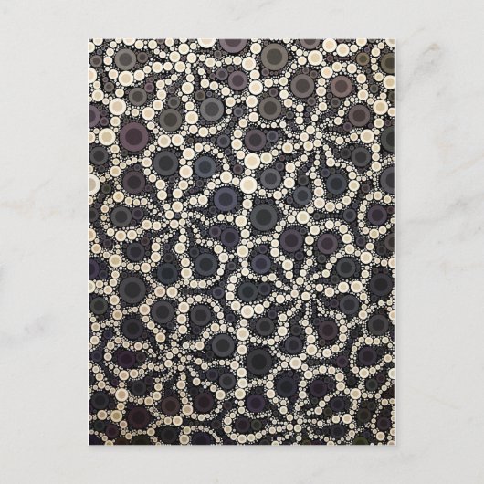 モザイクフラワー花びらブラックブラウンタン ポストカード (正面)