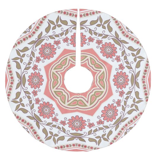 モザイクフローラ星:シームレスパターン ブラッシュドポリエステルツリースカート (正面)