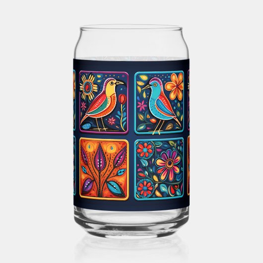 モザイクフローラ鳥ミックス ガラス缶 (正面)