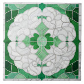 モザイクフローリッシュマーブルオーナメントグリーンアンドホワイト タイル (正面)