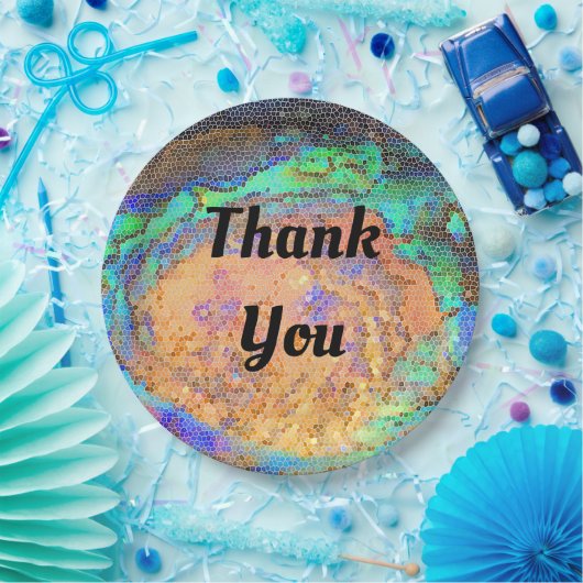 モザイクブライトネオンカラー抽象芸術ありがとう ペーパープレート (パーティー)