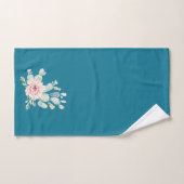 モザイクブルーカラーと水彩サボテン バスタオルセット (ハンドタオル)