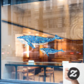 モザイクブルークジラ航海のデコール ウィンドウサイン (カフェ窓)
