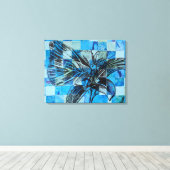 モザイクブルー蝶 キャンバスプリント (インサイチュ (ウッドフロア))