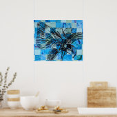 モザイクブルー蝶 ポスター (キッチン)