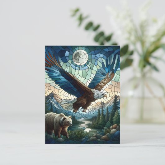 モザイクベアとイーグル山の愛の芸術 ポストカード (スタンド正面)