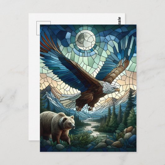 モザイクベアとイーグル山の愛の芸術 ポストカード (正面/裏面)