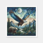 モザイクベアとイーグル スタンダードカクテルナプキン (正面)
