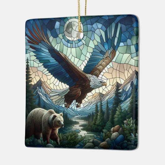 モザイクベアとイーグル セラミックオーナメント (左)