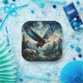 モザイクベアとイーグル ペーパープレート (パーティー)