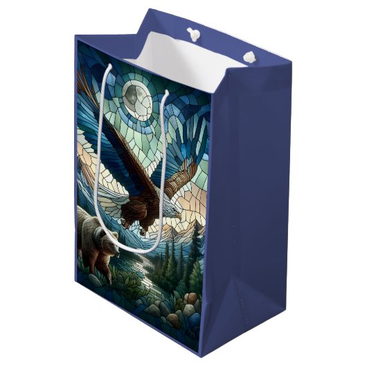 モザイクベアとイーグル ミディアムペーパーバッグ (正面アングル)