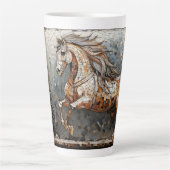 モザイクホースとクリスマスツリー カフェラテマグ (正面)