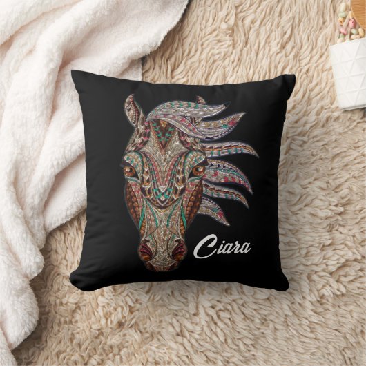 モザイクホース顔 パーソナライズされた クッション (ブランケット)