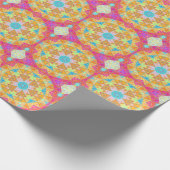 モザイクマンダライエローピンクとブルー ラッピングペーパー (角)