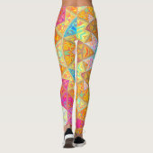 モザイクマンダライエローピンクとブルー レギンス (裏面)