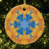 モザイクマンダラオレンジとブルー セラミックオーナメント