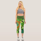 モザイクマンダラオレンジと緑 カプリレギンス (正面)