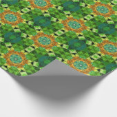 モザイクマンダラオレンジと緑 ラッピングペーパー (角)