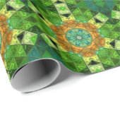 モザイクマンダラオレンジと緑 ラッピングペーパー (ロールコーナー)