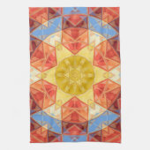 モザイクマンダラオレンジブルーとイエロー キッチンタオル (縦)