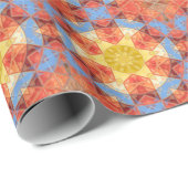 モザイクマンダラオレンジブルーとイエロー ラッピングペーパー (ロールコーナー)