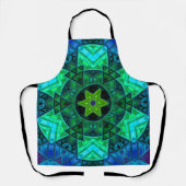 モザイクマンダラグリーンとブルー エプロン (正面)