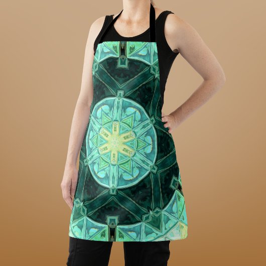 モザイクマンダラティール(緑がかった色)と黄色 エプロン