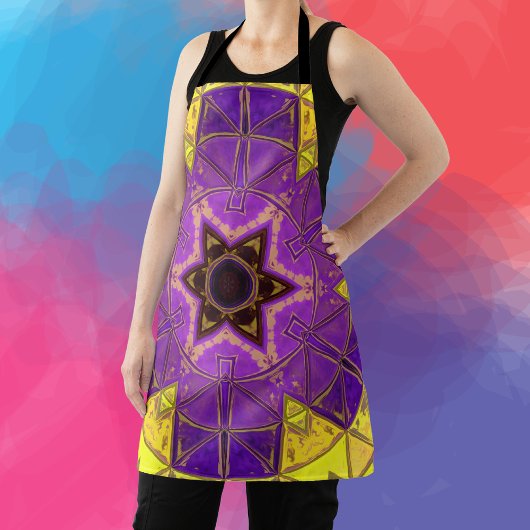 モザイクマンダラパープルとイエロー エプロン