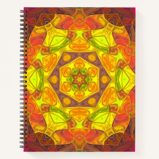 モザイクマンダラフラワーイエローオレンジと紫 ノートブック (正面)