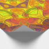 モザイクマンダラフラワーイエローオレンジと紫 ラッピングペーパー (角)