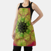 モザイクマンダラフラワーイエローグリーンとピンク エプロン (インサイチュ)