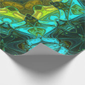 モザイクマンダラフラワーイエローグリーンとブルー ラッピングペーパー (角)