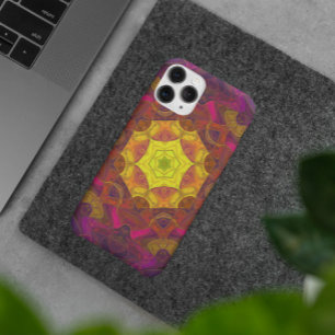 モザイクマンダラフラワーイエローピンクと紫 iPhone 11 ケース