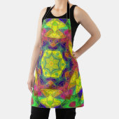 モザイクマンダラフラワーイエローブルーとグリーン エプロン (インサイチュ)