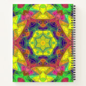 モザイクマンダラフラワーイエローブルーとグリーン ノートブック (裏面)