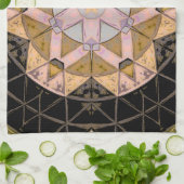 モザイクマンダラフラワーイエローブルーとブラック キッチンタオル (折り畳み)