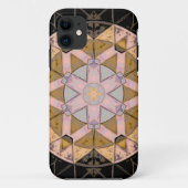 モザイクマンダラフラワーイエローブルーとブラック Case-Mate iPhoneケース (裏面)