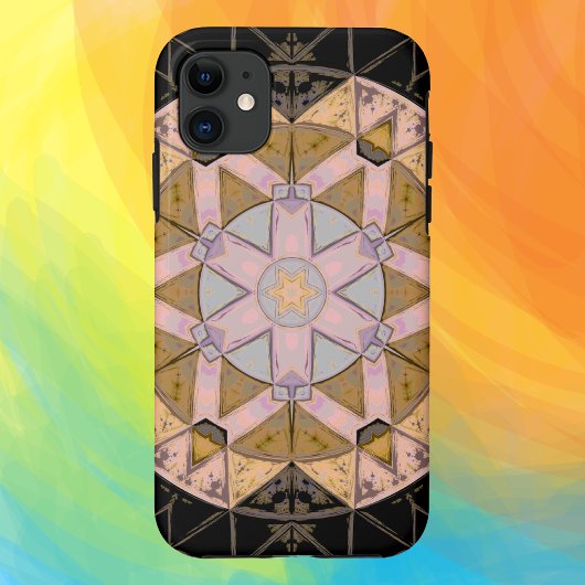 モザイクマンダラフラワーイエローブルーとブラック Case-Mate iPhoneケース