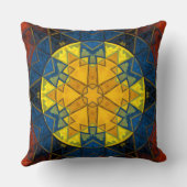 モザイクマンダラフラワーイエローブルーとレッド クッション (裏面)