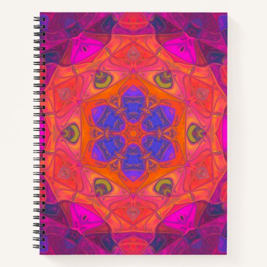モザイクマンダラフラワーオレンジパープルとピンク ノートブック (正面)