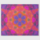 モザイクマンダラフラワーオレンジパープルとピンク ラッピングペーパー (フラット)