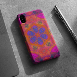 モザイクマンダラフラワーオレンジパープルとピンク iPhone 11 ケース