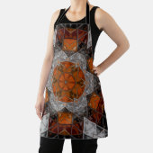 モザイクマンダラフラワーオレンジ白と黒 エプロン (インサイチュ)