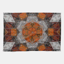 モザイクマンダラフラワーオレンジ白と黒