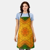 モザイクマンダラフラワーグリーンと黄色 エプロン (着用した状態)