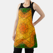 モザイクマンダラフラワーグリーンと黄色 エプロン (インサイチュ)