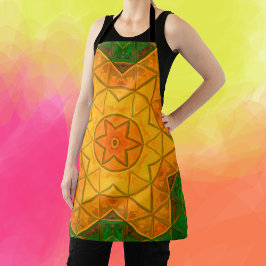 モザイクマンダラフラワーグリーンと黄色 エプロン